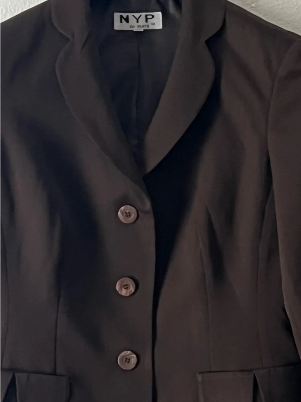 NYP Women's Brown Tailored Three-Button Blazer, Size 10